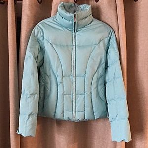 Andrew Marc turquoise blue puffy jacket